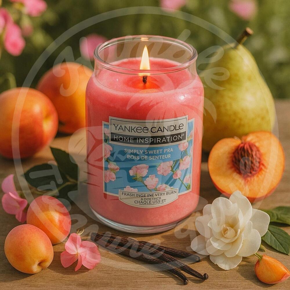 Yankee Candle Simply Sweet Pea 19 oz Home Inspiration Pear White Peach‎ Freesia